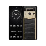 Metavertu 2 Max Screen Luxury Custom-Made Gold Plain Weave With Diamond Alligator Skin Web3 AI Phone – Black