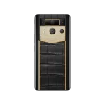 Metavertu 2 Max Screen Luxury Custom-Made Gold Plain Weave With Diamond Alligator Skin Web3 AI Phone – Black