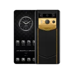 Metavertu 2 Max Screen Luxury Custom-Made Gold Radiant Blade Edition With Black Ink Calfskin Web3 AI Phone – Black