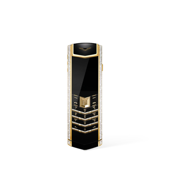 Signature V Diamond Alligator Skin Keypad Phone – Black