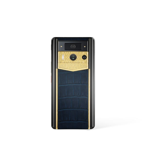 Metavertu 2 Max Screen Luxury Custom-Made Lotus Memory With Alligator Skin Web3 AI Phone - Navy Blue