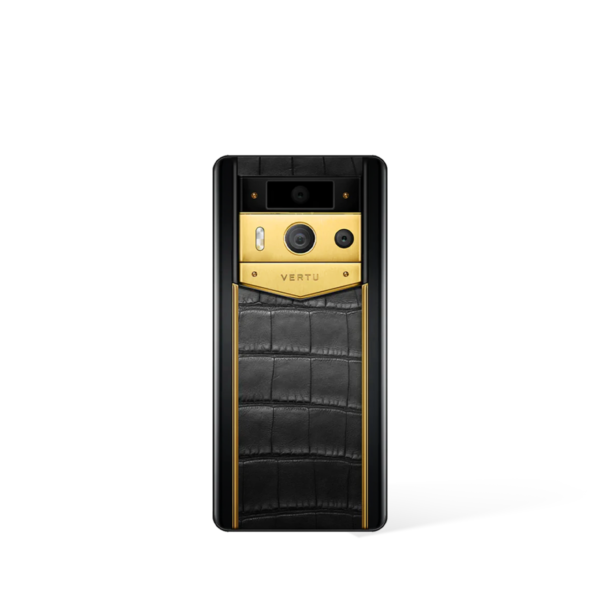Metavertu 2 Max Screen Luxury Custom-Made Alligator Skin Web3 AI Phone – Gold And Black