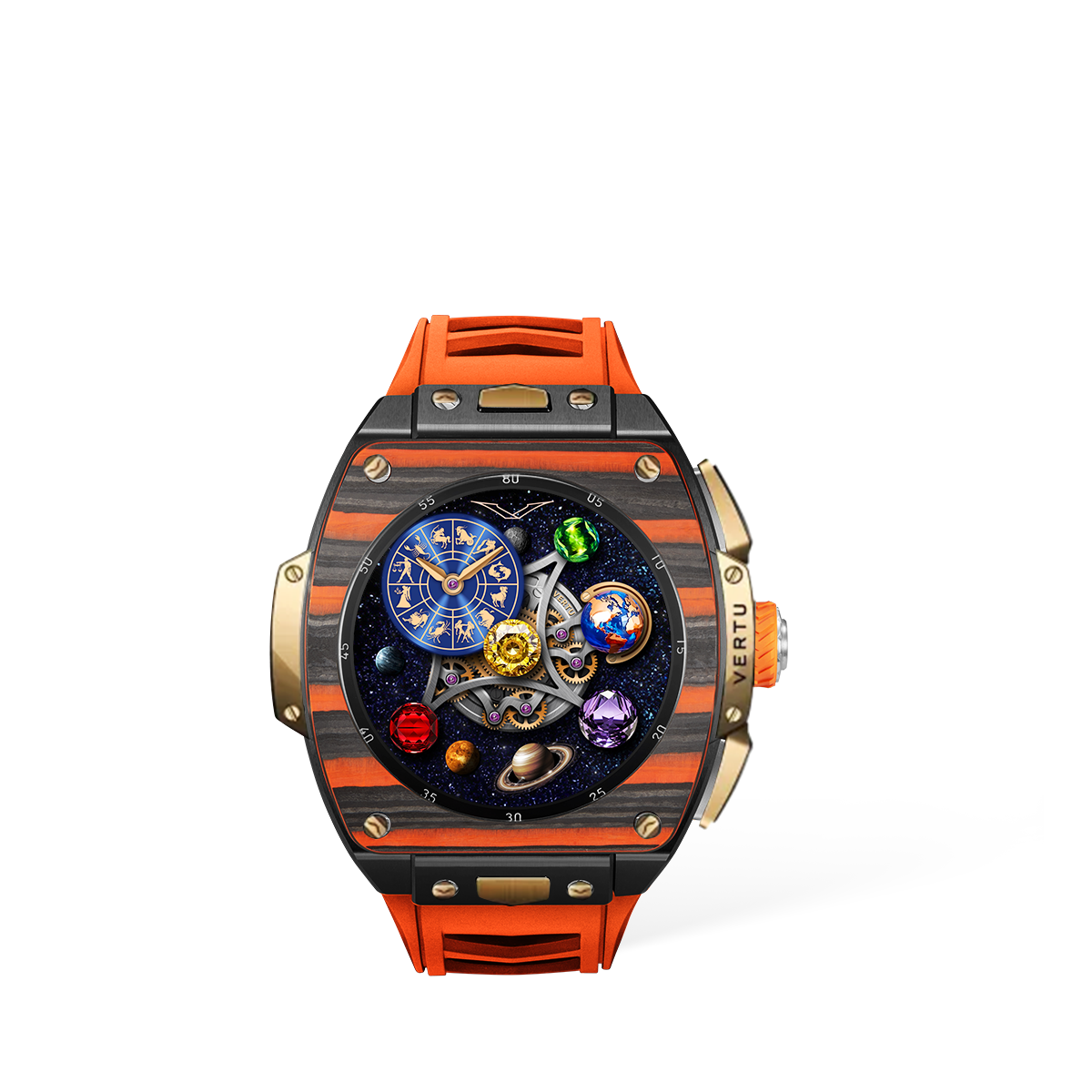 Vertu Grand Watch - Bespoke Gold - Black And Orange Carbon Fiber