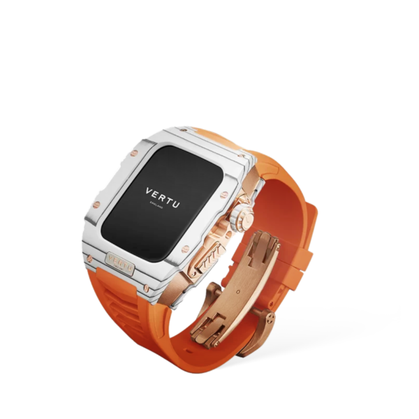 Metawatch Smartwatch White Gold — Orange Watch Strap