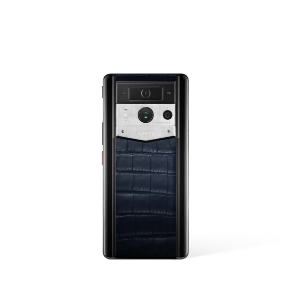 Metavertu 2 Max Screen Alligator Skin Web3 AI Phone – Navy Blue (Silver Case)