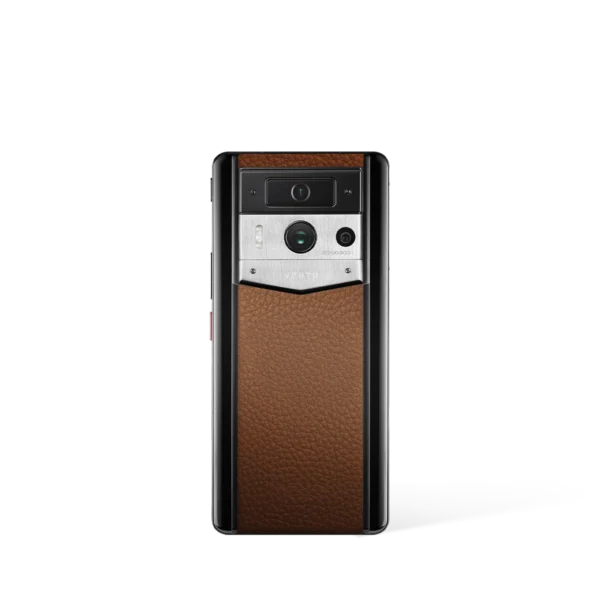 Metavertu 2 Max Screen Calfskin Web3 AI Phone – Caramel Brown (Silver Case)