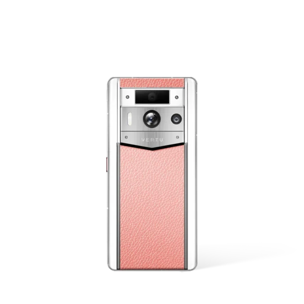 Metavertu 2 Max Screen White Calfskin Web3 AI Phone – Pink (Silver Case)