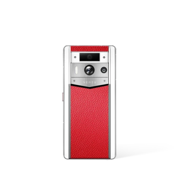 Metavertu 2 Max Screen White Calfskin Web3 AI Phone – Berry (Silver Case)