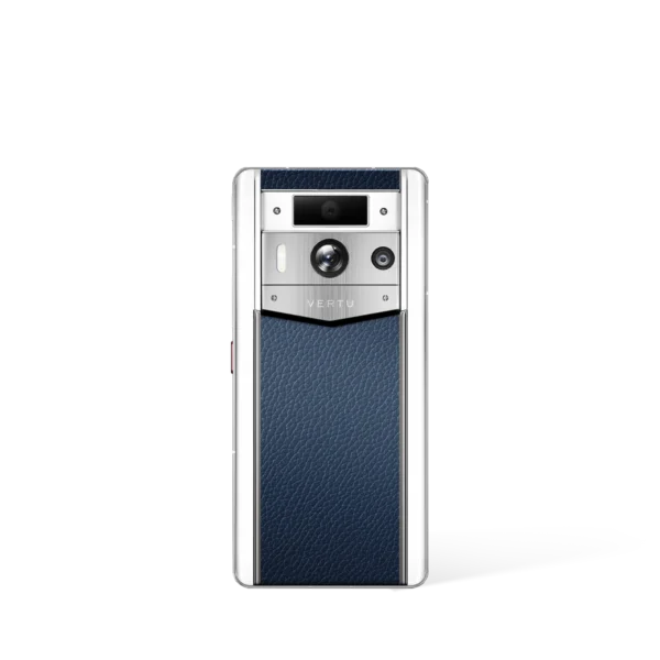 Metavertu 2 Max Screen White Calfskin Web3 AI Phone – Blue (Silver Case)