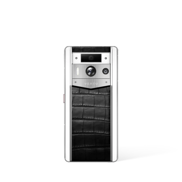 Metavertu 2 Max Screen White Alligator Skin Web3 AI Phone – Black (Silver Case)