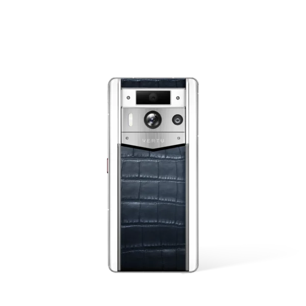 Metavertu 2 Max Screen White Alligator Skin Web3 AI Phone – Amber (Silver Case)