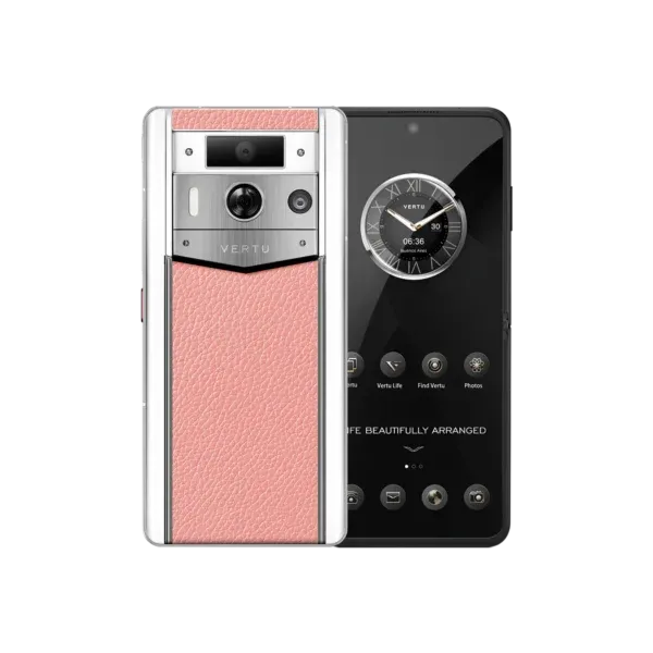 Metavertu 2 Max Screen WHITE CALFSKIN WEB3 AI PHONE – PINK (SILVER CASE)